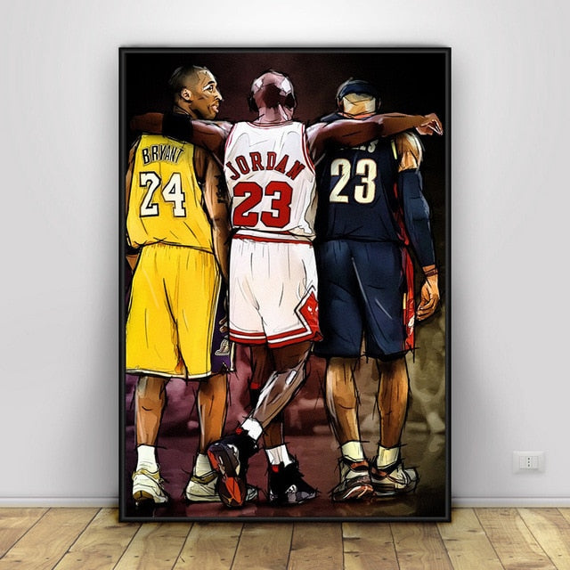 Kobe, Jordan, and LeBron Canvas Painting